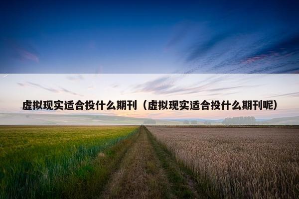 虚拟现实适合投什么期刊（虚拟现实适合投什么期刊呢）
