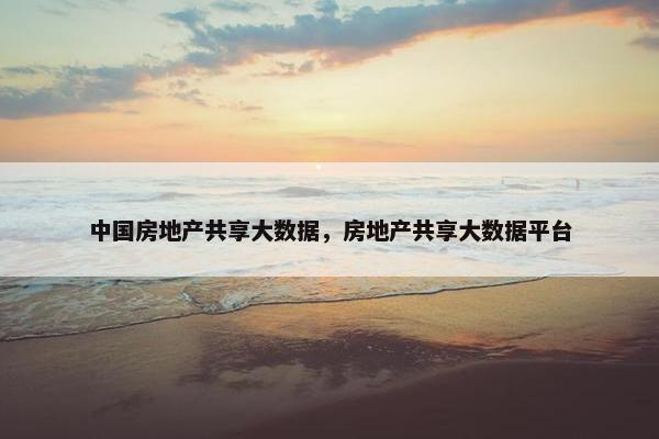 中国房地产共享大数据，房地产共享大数据平台