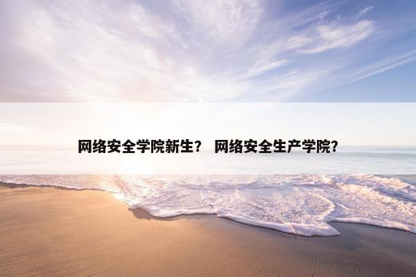 网络安全学院新生？ 网络安全生产学院？