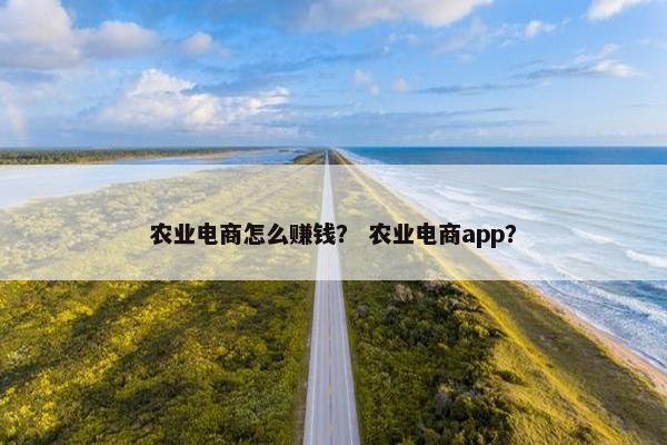 农业电商怎么赚钱？ 农业电商app？
