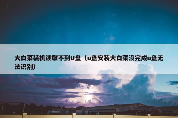 大白菜装机读取不到U盘（u盘安装大白菜没完成u盘无法识别）