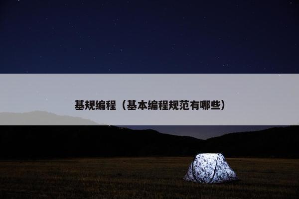 基规编程（基本编程规范有哪些）