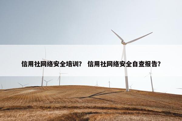 信用社网络安全培训？ 信用社网络安全自查报告？