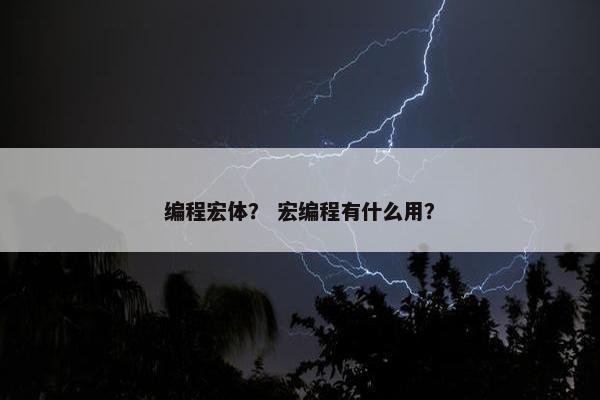 编程宏体？ 宏编程有什么用？