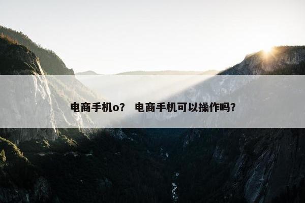 电商手机o？ 电商手机可以操作吗？