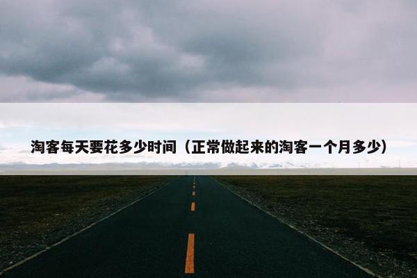 淘客每天要花多少时间（正常做起来的淘客一个月多少）