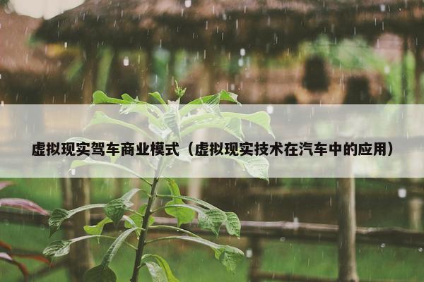 虚拟现实驾车商业模式（虚拟现实技术在汽车中的应用）