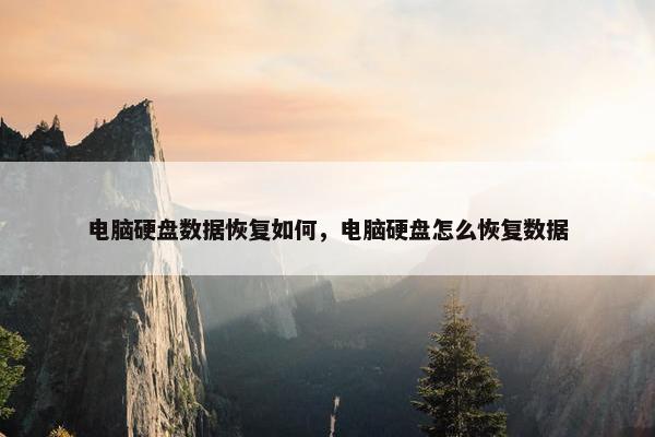 电脑硬盘数据恢复如何，电脑硬盘怎么恢复数据