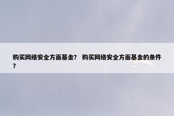购买网络安全方面基金？ 购买网络安全方面基金的条件？