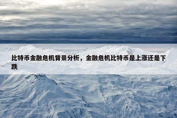 比特币金融危机背景分析，金融危机比特币是上涨还是下跌