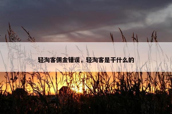 轻淘客佣金错误，轻淘客是干什么的