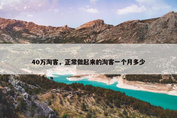 40万淘客，正常做起来的淘客一个月多少