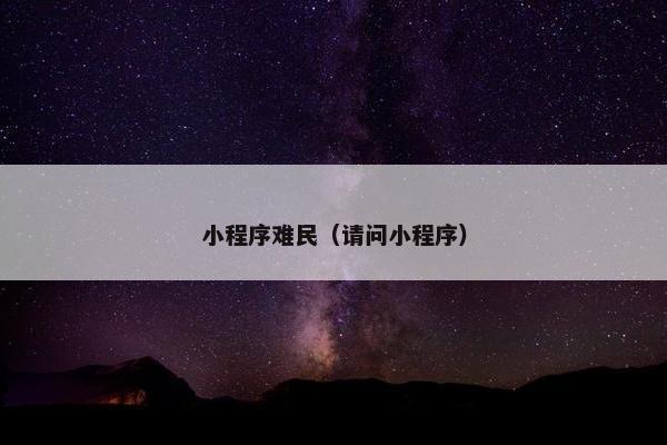 小程序难民（请问小程序）