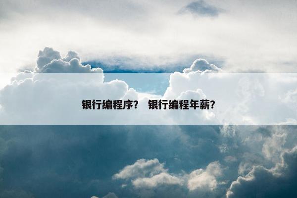银行编程序？ 银行编程年薪？