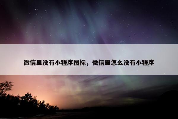 微信里没有小程序图标，微信里怎么没有小程序