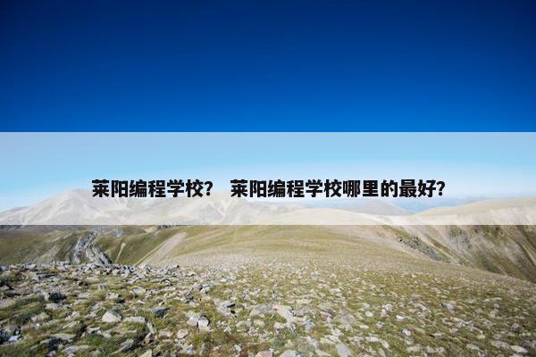 莱阳编程学校？ 莱阳编程学校哪里的最好？