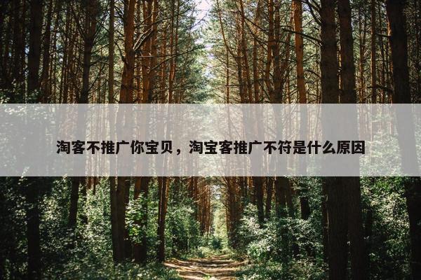淘客不推广你宝贝，淘宝客推广不符是什么原因