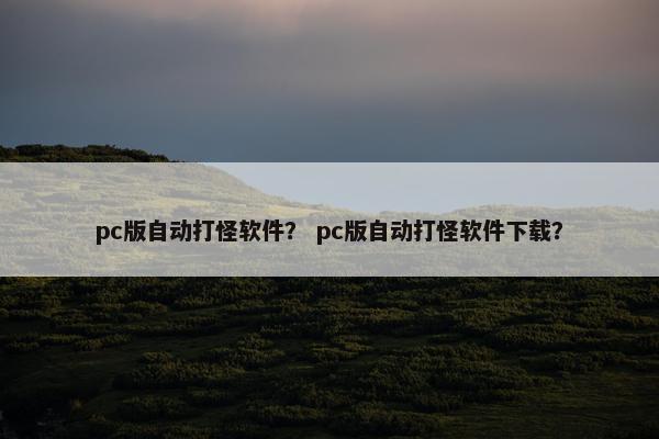 pc版自动打怪软件？ pc版自动打怪软件下载？
