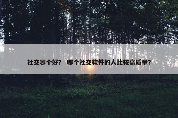 社交哪个好？ 哪个社交软件的人比较高质量？