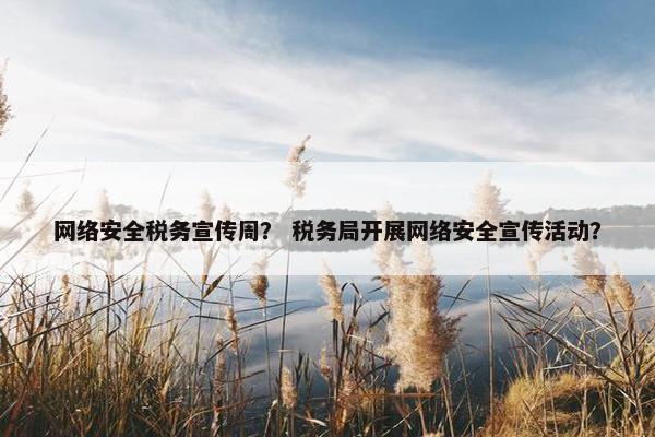 网络安全税务宣传周？ 税务局开展网络安全宣传活动？