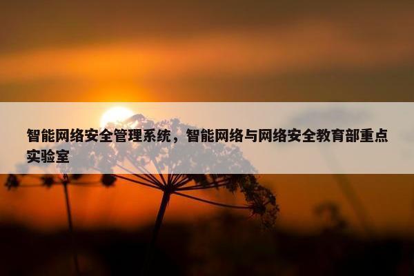 智能网络安全管理系统，智能网络与网络安全教育部重点实验室