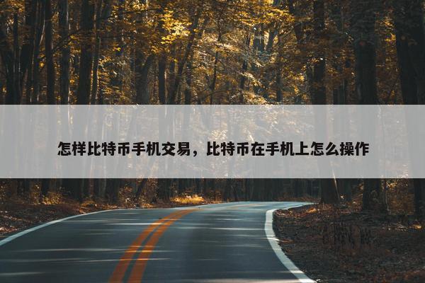 怎样比特币手机交易，比特币在手机上怎么操作
