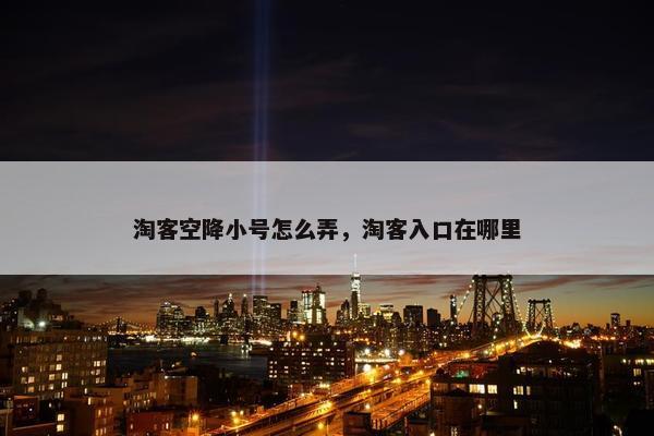 淘客空降小号怎么弄，淘客入口在哪里