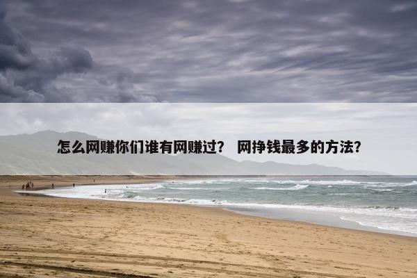 怎么网赚你们谁有网赚过？ 网挣钱最多的方法？