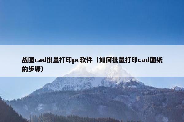 战图cad批量打印pc软件（如何批量打印cad图纸的步骤）