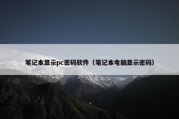 笔记本显示pc密码软件（笔记本电脑显示密码）