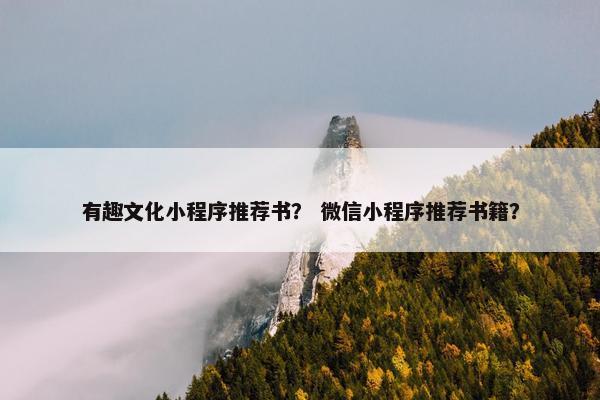 有趣文化小程序推荐书？ 微信小程序推荐书籍？
