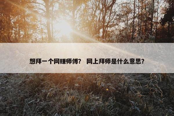 想拜一个网赚师傅？ 网上拜师是什么意思？