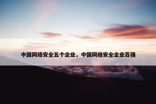 中国网络安全五个企业，中国网络安全企业百强
