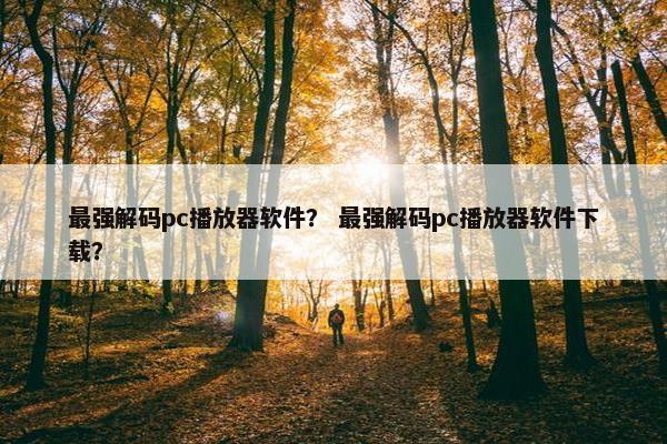 最强解码pc播放器软件？ 最强解码pc播放器软件下载？