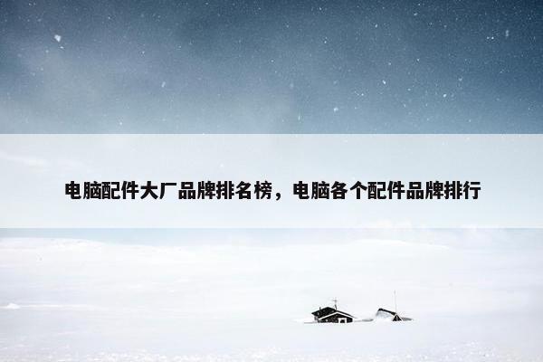 电脑配件大厂品牌排名榜，电脑各个配件品牌排行